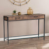 Wood Side Console Table with 2 Drawers Clear Glass Bottom Shelf Hallway Kitchen