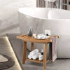 Corner Shower Bench Stool Bathroom Seat 2-Tier Storage Shelf Bathroom Foot Rest