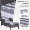 5 Pieces Outdoor Patio Furniture Set Wicker Conversation Set Deep Grey