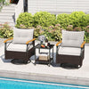 3 PCS Outdoor Swivel Chair Set Patio Garden Wicker Bistro Furniture