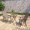 Brown Folding Round Glass Table Garden Patio Balcony Dining Table Furniture 60cm