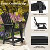 Outdoor Counter Height Bar Stool Garden HDPE Patio Chair w/Armrest-Balck