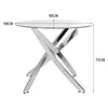 Clear Tempered Glass Dining Table 90cm Round Modern Kitchen Table Chrome Legs