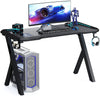 100cm LED Ergonomic Gaming Desk Computer Table with Cup Holder Cable Management