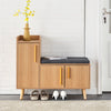 Shoe Bench with Cushion Storage Cabinet for Living Room Natural