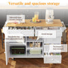 KITCHEN ISLAND ROLLING TROLLEY W/ 5 DRAWERS & SPICE RACK STORAGE CABINET WHITE