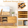 Bamboo TV Stand for TVs up to 65’’ Modern TV Cabinet Console Table w/ 2 Drawers