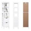 Tall Bathroom Cabinet | Slim Storage Unit with 2 Drawers & 3 Open Shelves