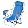 2 Pcs Folding Beach Chair 4 Position Portable Backpack Camping Chair Cup Holder