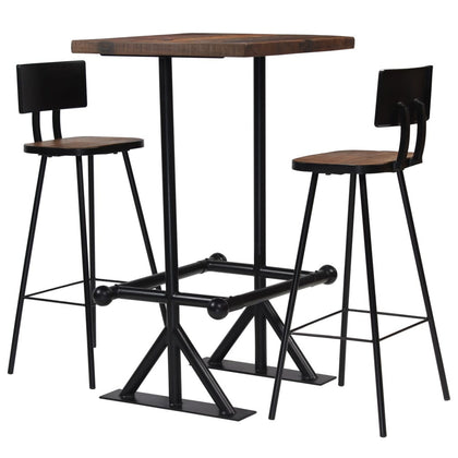 Bar Set 3 Piece Solid Reclaimed Wood T5F9