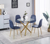 4x Blue PU Leather Dining Chairs Golden Chromed Legs Kitchen Dining Room Chairs