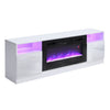 Modern White RTV Stand Unit Cabinet w/ Electric Fireplace & 12 Colour LED Light