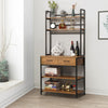 Kitchen Baker’s Rack Industrial Utility w/Storage Drawer&Hook Microwave Stand