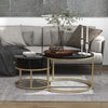 Round Coffee Table with Drawer - Gold Metal Frame for Living Room, Bedroom, Offi
