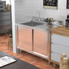 Single Bowl Commercial Kitchen Cabinet Stainless Steel Cupboard w/Sliding Door