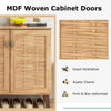 GYMAX 2-Door Shoe Cabinet 4-Tier Shoe Rack Storage Organizer Teak