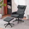 Manual Adjust Executive Leather Recliner Chair With Swivel Base &Footstool Set