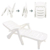 Folding Sun Lounger Plastic Outdoor Garden Chair Sun Bed Seating Relaxing White