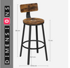 Set of 2 Industrial Bar Stools with Backrests