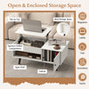 Living Room Table Pull up Coffee Table with Hidden Compartment-White