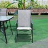 Garden Glass Table and 6 Foldable Chairs 150cm Rectangle Table Set Outdoor Black