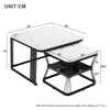 2Pcs Nesting Coffee Tables Set Square Stacking Side Tables Marble-Look White