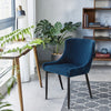2x Dining Chairs Blue Velvet Home Matte Black Legs Soft Seat Furniture