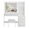 White Dressing VanityTable LED Mirror Makeup Desk with 5 Drawers 2Shelves