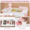 Kids Dressing Table Set Wooden Children Vanity Table W/ Stool Detachable Mirror
