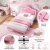 3ft SingleBed Frame Upholstered Bed with LED Headboard No Box Spring Needed Pink