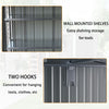 4/5/6/8/10FT Steel Garden Storage Shed Tool House with Side Canopy & 2 Air Vents