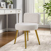 Teddy Fleece Stool Gold Leg Bedroom Upholstered Vanity Dressing Table Chair Seat