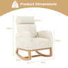 Nursery Rocking Chair Upholstered Chenille Rocker Armchair-Beige