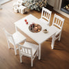 Classic Solid Wooden White Dining Table and 4 Chairs Set Kitchen Home Furniture