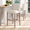 2x Buttoned Linen Padded Bar Stools Barstool Kitchen Breakfast Bar Pub Chair