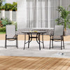 Garden Table Folding Mesh Chair Balcony Coffee Bistro Furniture w/ Umbrella Hole