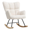 Boucle Fabric Rocking Chair Modern Accent Chair Wood Legs Living Room Bedroom