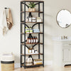 200 cm Tall Bookcase, 6-Tier Industrial Bookcase Narrow Shelf with Metal Frame
