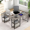 L-Shaped Corner Computer Desk PC Laptop Table w/ Storage Shelves