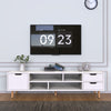 140cm High Gloss White TV Stand Cabinet Unit Doors Storage with LED Cupboard