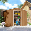 8 x 6ft Garden Storage Shed with Double Door Brown Wood Effect