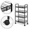 4 Tier Kitchen Rotating Storage Trolley Cart Vegetable Mobile Shelf Rack +Rollen