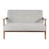 Modern Grey 2 Seater Sofa Armchair Small Loveseat Couch Settee Walnut Wood Frame