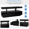 COFFEE TABLE BLACK HIGH GLOSS TEA TABLE WITH RGB LED, 2 DRAWERS & STORAGE SPACE