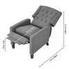 Grey Single Sofa Chair, 140° Reclining Backrest Lounge Armchair with Wooden Legs