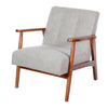 Accent Armchair Wooden Armest Frame Single Padded Sofa Chair Leisure Guest Seat