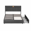 5ft King Ottoman Storage Bed Frame with Drawers, Headboard & Night Light, Grey