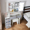 White Large Dressing Table Set with LED Lighted Mirror Vanity Makeup Desk,Stool