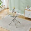 Round Glass Home Kitchen Dining Table 100cm top with Stainless Steel Metal Legs