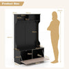 3 in 1 Coat Stand Shoe Bench Hall Tree Hallway Storage Bench Coat Rack w/5 Hooks